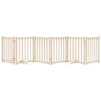 Cancelletto di sicurezza per cani e animali domestici con porta 6 pannelli legno massello di abete marrone 02_0023327