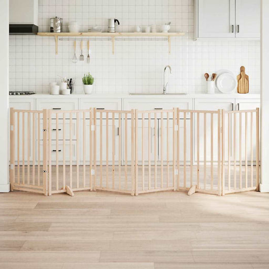 Cancelletto per cani con porta pieghevole 6 pannelli 300 cm in legno massello di abete 352271