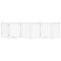 vidaXL Cancello Cani Pieghevole Bianco 6 Pannelli 300cm Massello Abete