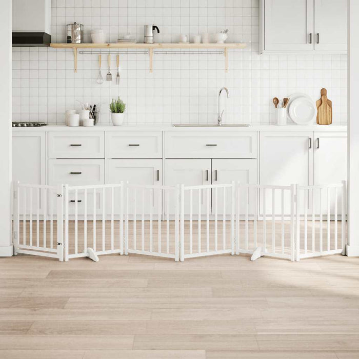 vidaXL Cancello Cani Pieghevole Bianco 6 Pannelli 300cm Massello Abete