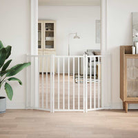 Cancello Cani Pieghevole 3 Pannelli Bianco 150cm Massello Abete 352278