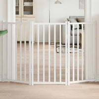 Cancello Cani Pieghevole 3 Pannelli Bianco 150cm Massello Abete 352278