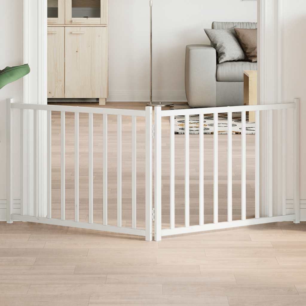 vidaXL Cancello Cani Pieghevole 2 Pannelli Bianco 160cm Massello Abete