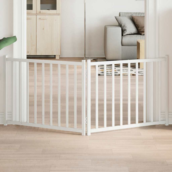 vidaXL Cancello Cani Pieghevole 2 Pannelli Bianco 160cm Massello Abete