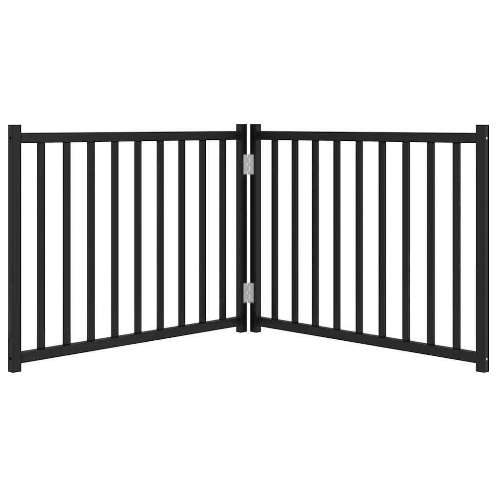 Cancello Cani Pieghevole 2 Pannelli Nero 160 cm Massello Abete 352288