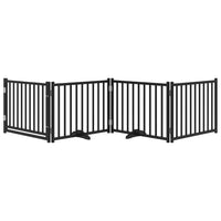 vidaXL Cancello Cani Pieghevole Nero 4 Pannelli 320 cm Massello Abete