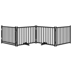 vidaXL Cancello Cani Pieghevole Nero 4 Pannelli 320 cm Massello Abete