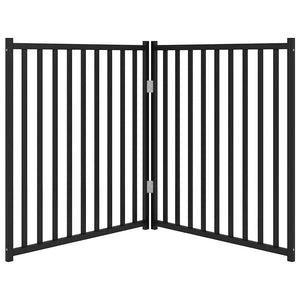 Cancello Cani Pieghevole 2 Pannelli Nero 160 cm Massello Abete 352290