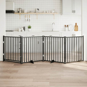 vidaXL Cancello Cani Pieghevole Nero 4 Pannelli 320 cm Massello Abete