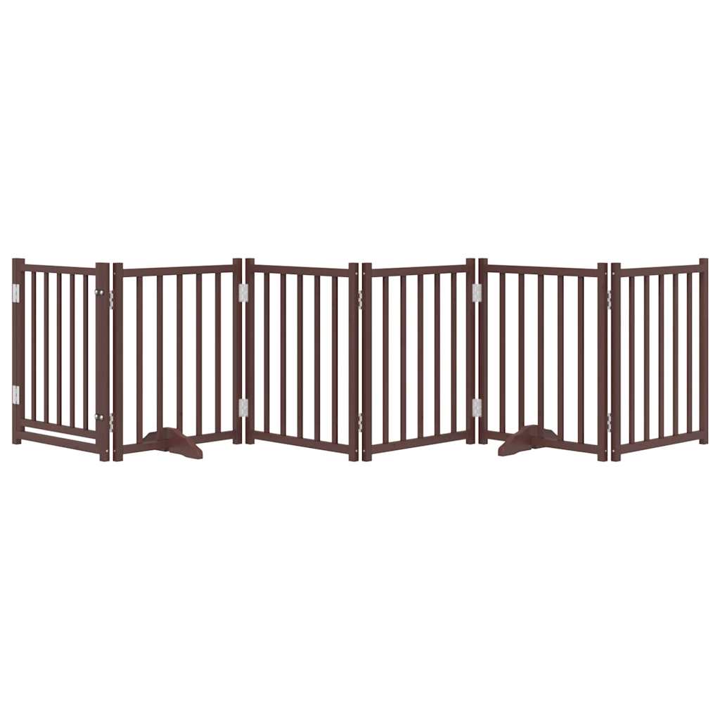 vidaXL Cancello Cani Pieghevole Marrone 6Pannelli 300cm Massello Abete