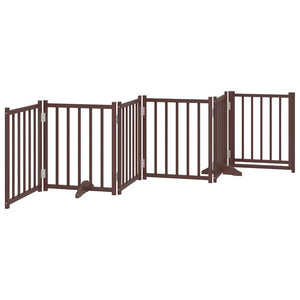 Cancelletto di sicurezza per cani con porta 6 pannelli legno massello di abete marrone 02_0023333