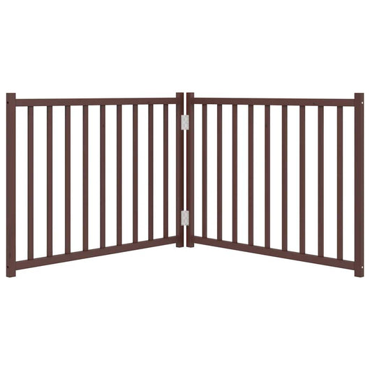 Cancello di sicurezza per cani animali domestici pieghevole 2 ante 160 cm in legno massello di abete marrone 02_0023050