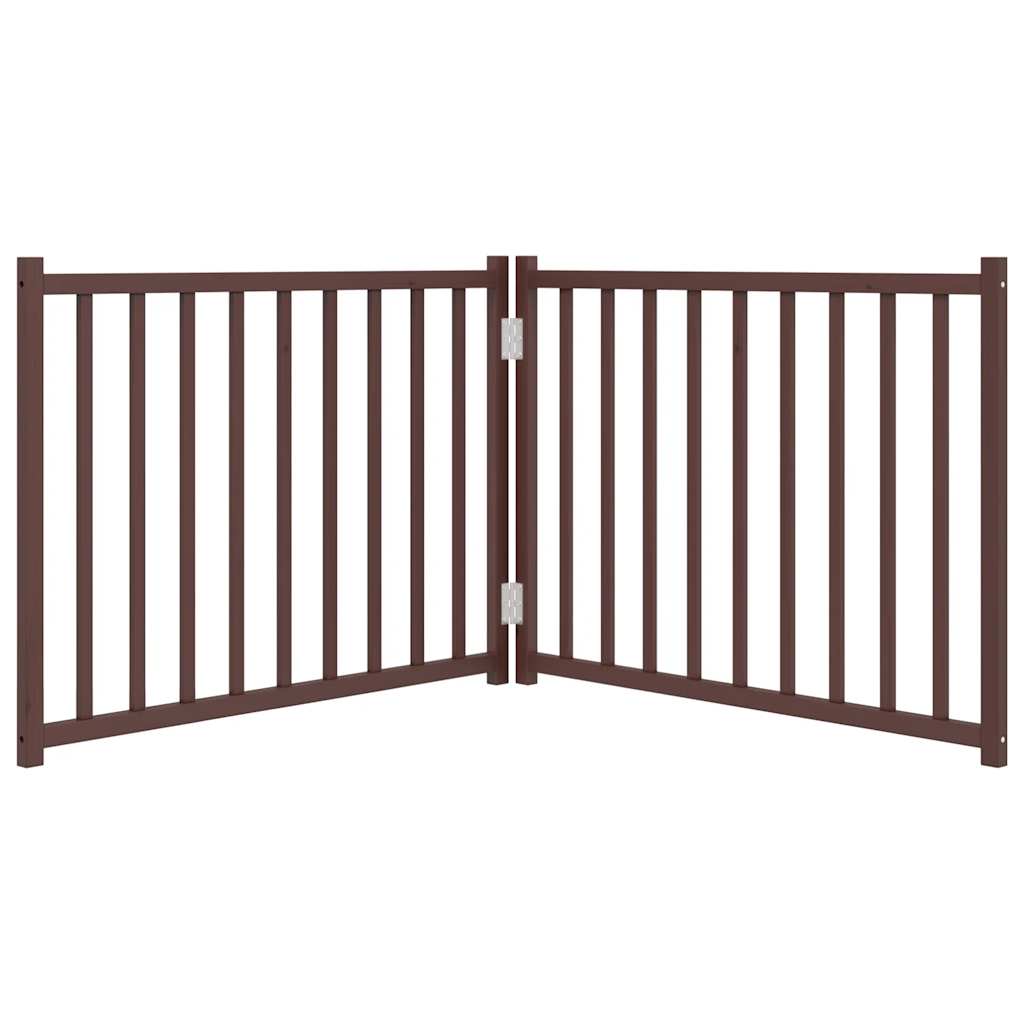 Cancello Cani Pieghevole 2Pannelli Marrone 160cm Massello Abete 352296