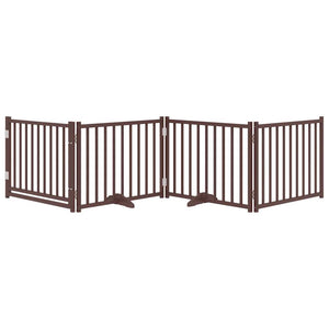 vidaXL Cancello Cani Pieghevole Marrone 4Pannelli 320cm Massello Abete