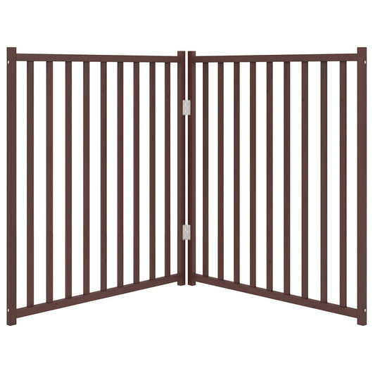 Cancello di sicurezza per cani animali domestici pieghevole 2 ante 160 cm in legno massello di abete marrone 02_0023055