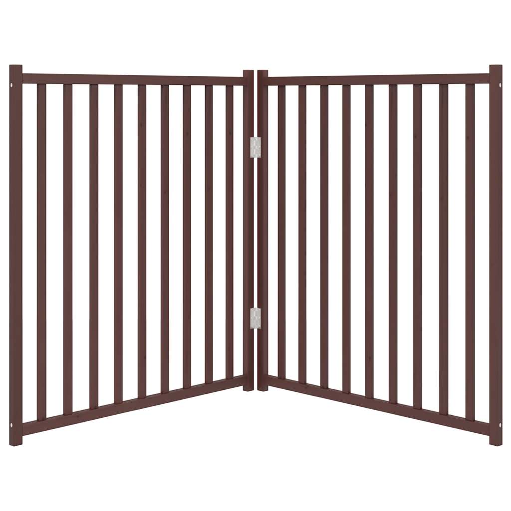 Cancello Cani Pieghevole 2Pannelli Marrone 160cm Massello Abete 352298