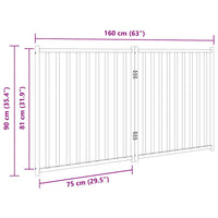 vidaXL Cancello Cani Pieghevole 2Pannelli Marrone 160cm Massello Abete