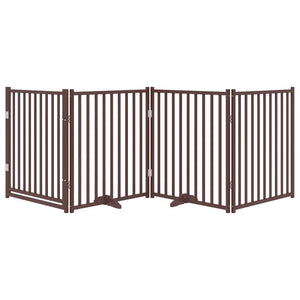 Cancello Cani Pieghevole Marrone 4Pannelli 320cm Massello Abete 352299