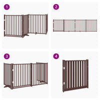 Cancello Cani Pieghevole Marrone 4Pannelli 320cm Massello Abete 352299