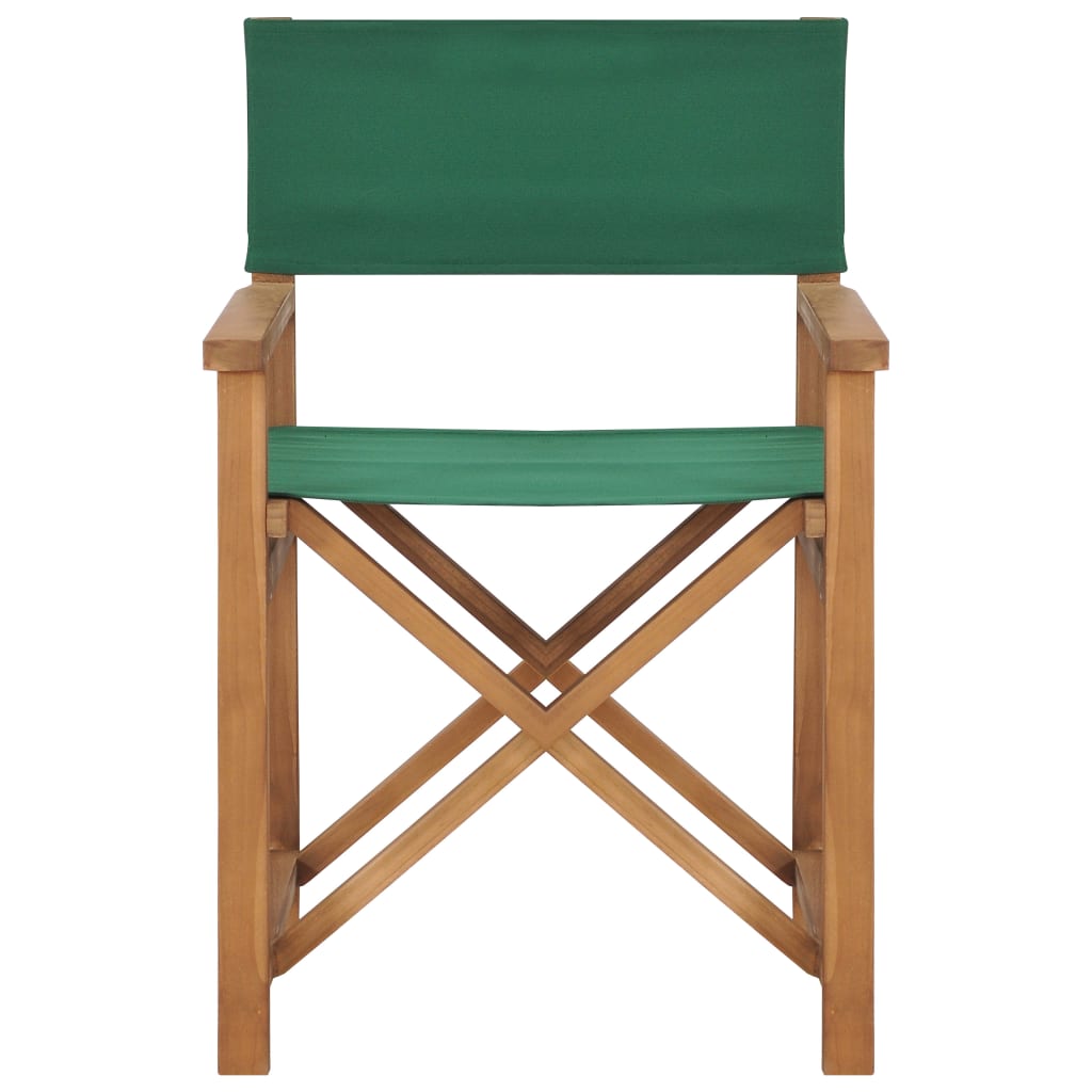 Sedie da Regista Pieghevoli 2 pz Verde Legno Massello di Teakcod mxl 127962