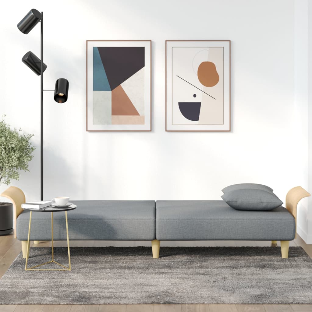 Divano Letto con Braccioli Grigio Chiaro in Tessuto 351843