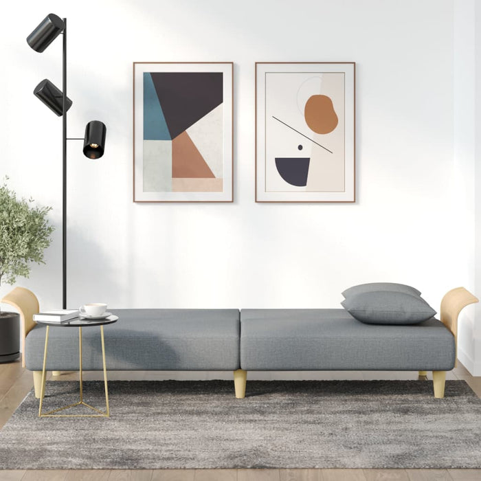 Divano Letto con Braccioli Grigio Chiaro in Tessuto 351843