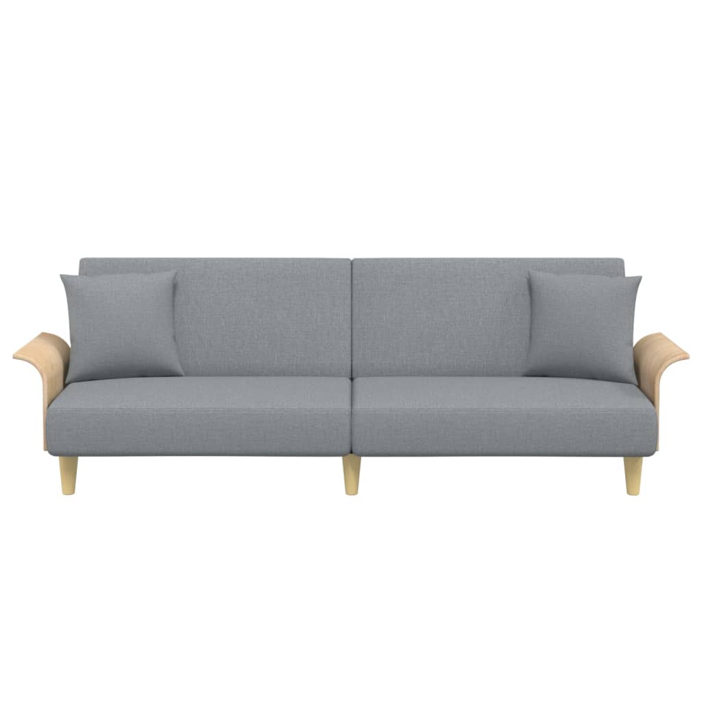 Divano Letto con Braccioli Grigio Chiaro in Tessuto 351843
