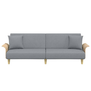 Divano Letto con Braccioli Grigio Chiaro in Tessuto 351843