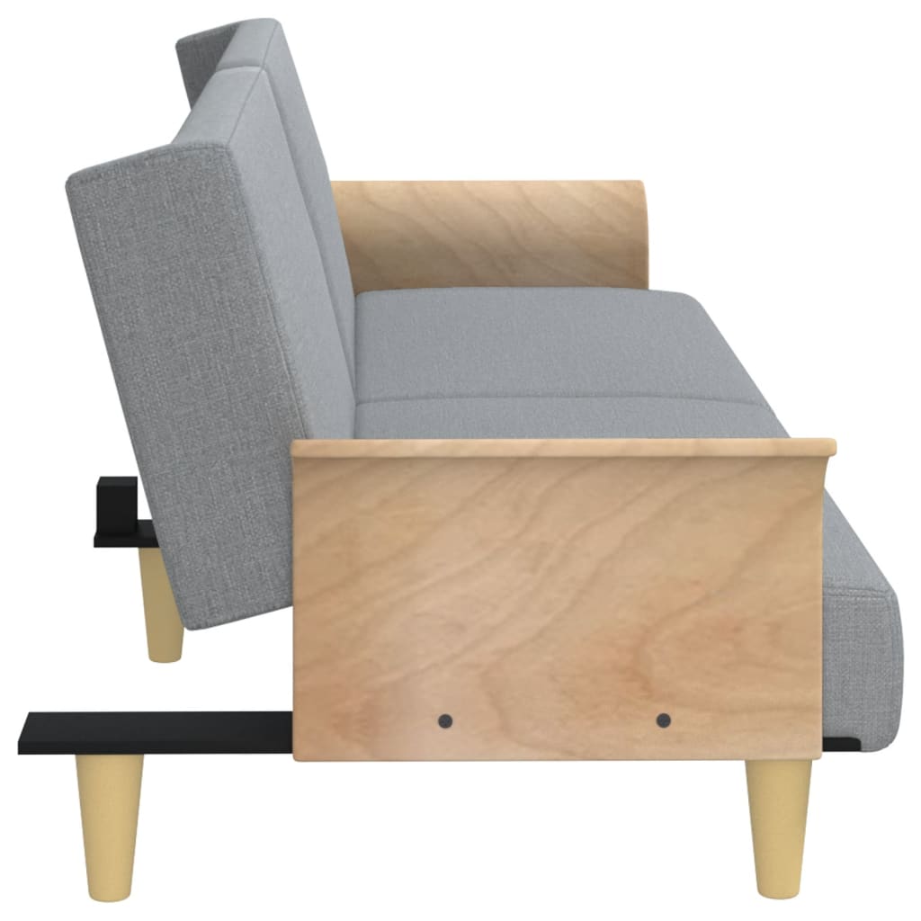 Divano letto con braccioli 224 x 89 x 70 cm tessuto grigio chiaro 02_0021007