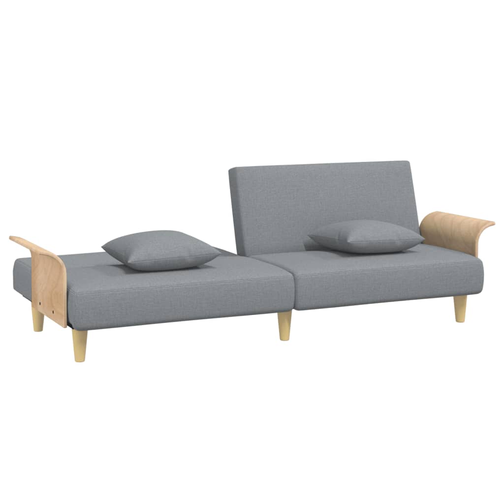 Divano Letto con Braccioli Grigio Chiaro in Tessuto 351843