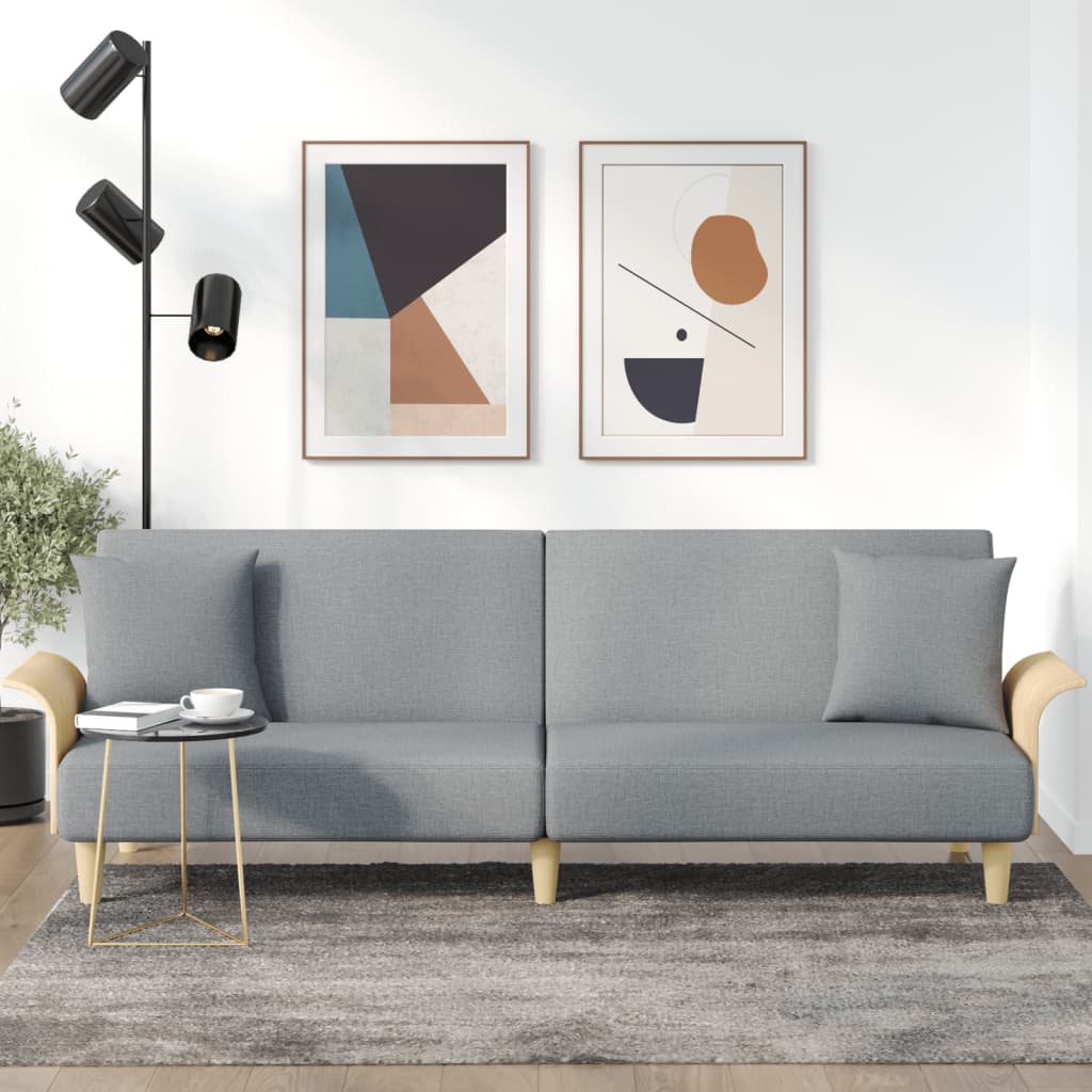 Divano Letto con Braccioli Grigio Chiaro in Tessuto 351843