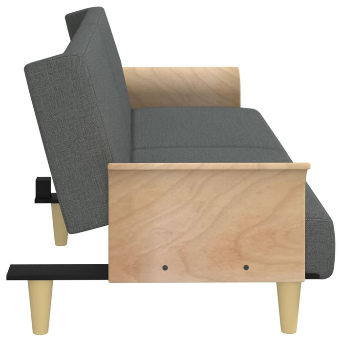 Divano letto con braccioli 224 x 89 x 70 cm tessuto grigio scuro 02_0019251