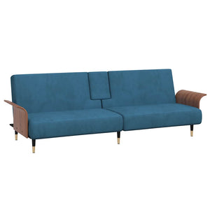 Divano Letto con Portabicchieri in Velluto Blucod mxl 119525