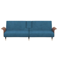 Divano Letto con Portabicchieri in Velluto Blu 351849