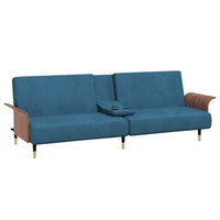 Divano Letto con Portabicchieri in Velluto Blu 351849
