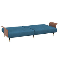Divano Letto con Portabicchieri in Velluto Blu 351849