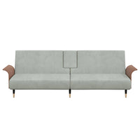 Divano Letto con Portabicchieri in Velluto Grigio Chiaro 351850