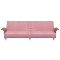 Divano Letto con Portabicchieri in Velluto Rosa 351853