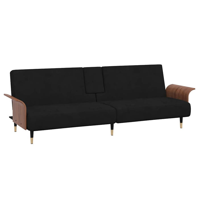 Divano Letto con Portabicchieri in Velluto Nerocod mxl 119535