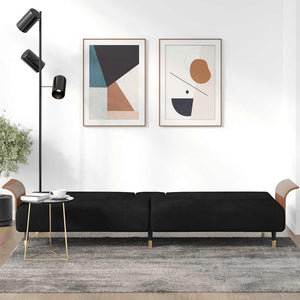 Divano Letto con Portabicchieri in Velluto Nero 351854