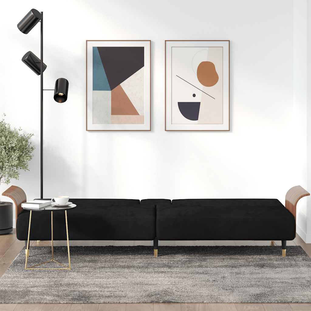 Divano Letto con Portabicchieri in Velluto Nerocod mxl 119535