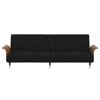 Divano Letto con Portabicchieri in Velluto Nero 351854