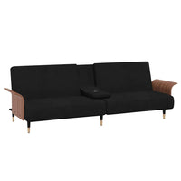 Divano Letto con Portabicchieri in Velluto Nero 351854