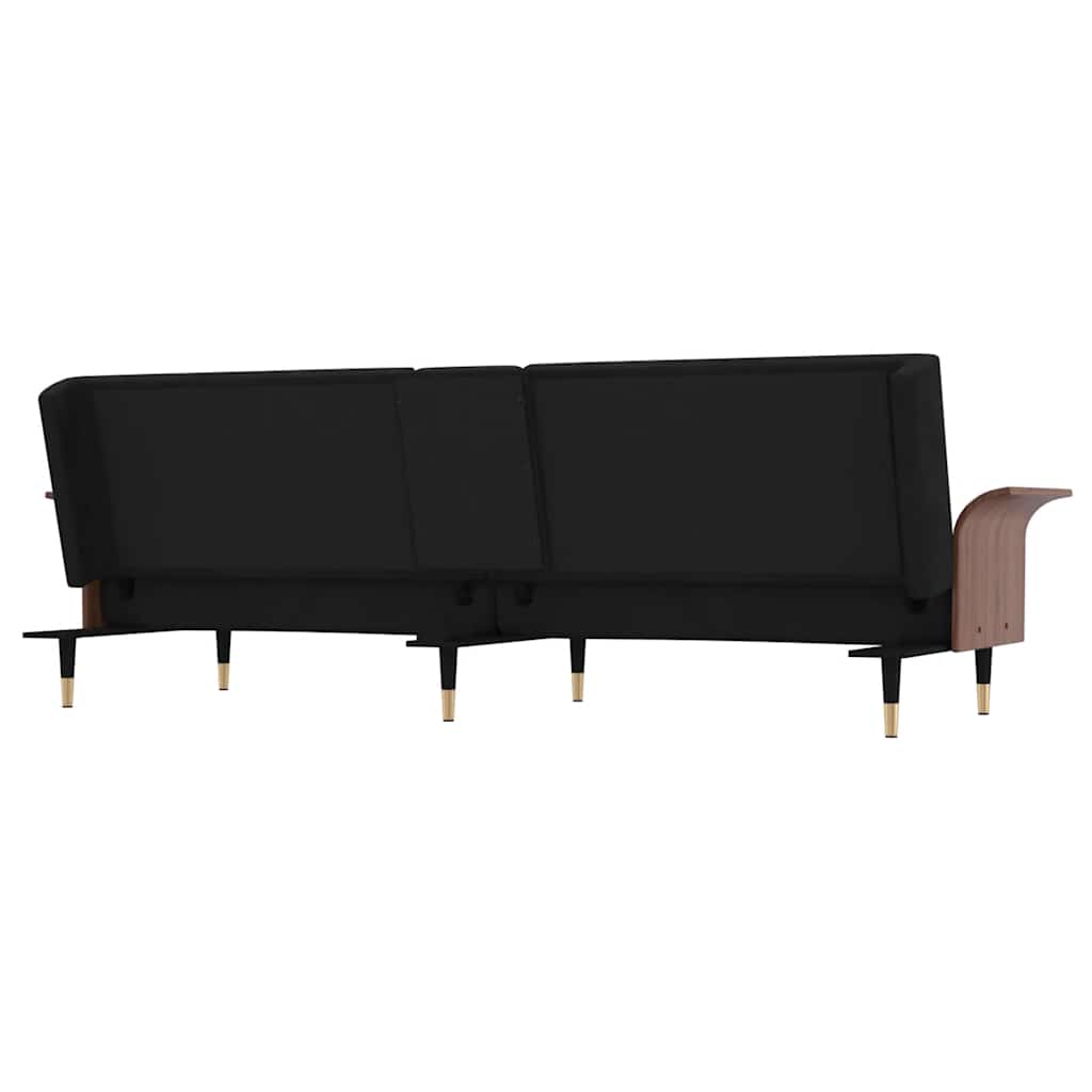 Divano Letto con Portabicchieri in Velluto Nero 351854