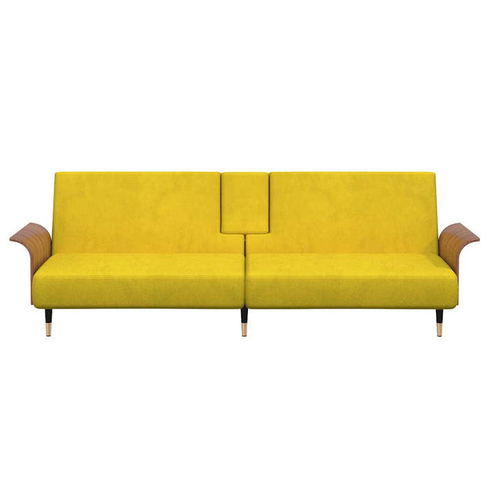 Divano Letto con Portabicchieri in Velluto Giallo 351855