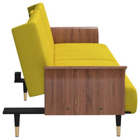 Divano Letto con Portabicchieri in Velluto Giallo 351855