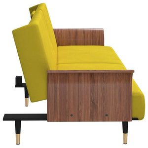 Divano Letto con Portabicchieri in Velluto Giallo 351855