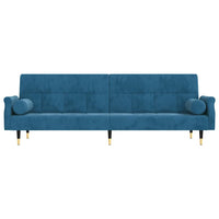Divano Letto con Cuscini Blu in Velluto 351856