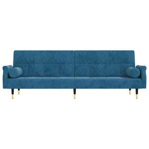 Divano Letto con Cuscini Blu in Velluto 351856