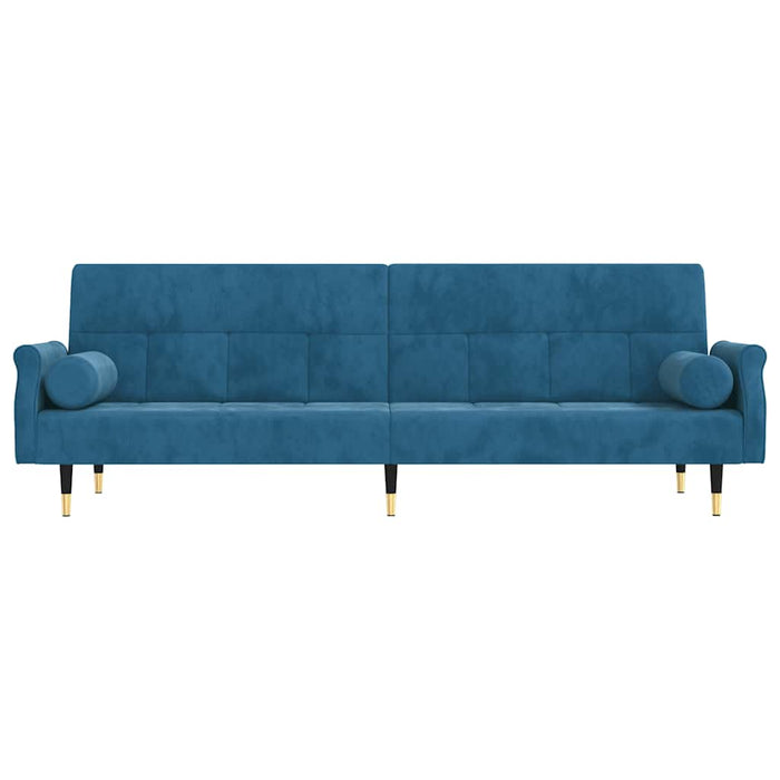 Divano Letto con Cuscini Blu in Velluto 351856